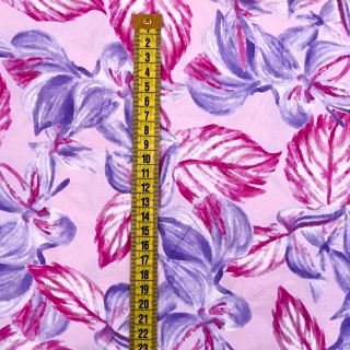 Wiskoza RADIANCE Anabella leaves pink digital print