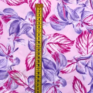 Wiskoza RADIANCE Anabella leaves pink digital print
