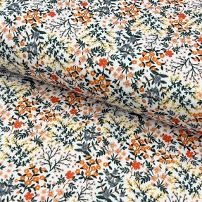 Muślin double gauze Oldstyle flowers white digital print