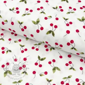 Muślin double gauze Cherries white digital print