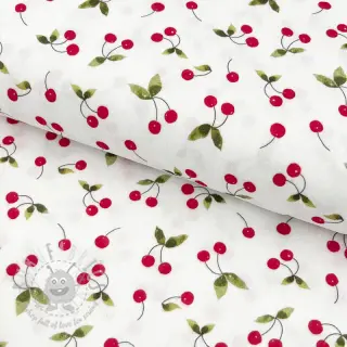 Muślin double gauze Cherries white digital print