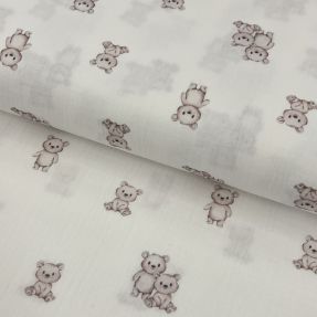 Muślin double gauze Teddy white digital print ORGANIC