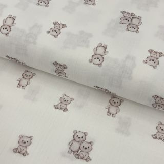 Podwójna gaza/muslin Teddy white digital print ORGANIC