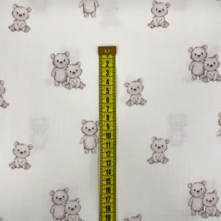 Podwójna gaza/muslin Teddy white digital print ORGANIC