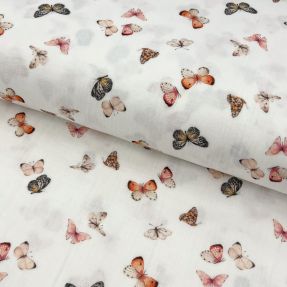 Muślin double gauze Butterflies white digital print