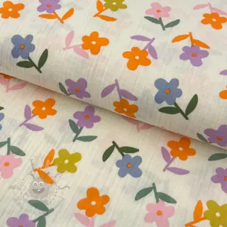Muślin double gauze Retro flowie ecru