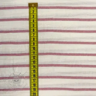 Muślin double gauze YARN DYED Thin strip mauve
