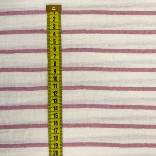 Podwójna gaza/muslin YARN DYED Thin strip mauve