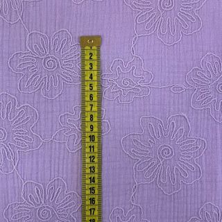 Dvojitá gázovina/mušelín EMBROIDERY Flowers lilac
