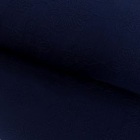 Dvojitá gázovina/mušelín EMBROIDERY Flowers navy