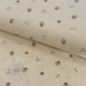 Muślin double gauze Flowers SIMPLY NATURAL digital print ORGANIC