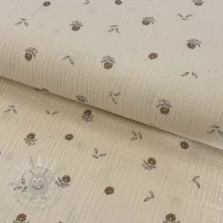Muślin double gauze Flowers SIMPLY NATURAL digital print ORGANIC