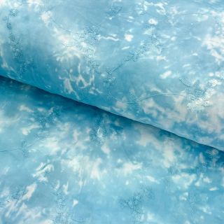 Bawełna EMBROIDERY Tie-Dye aqua