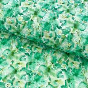 Bawełniana tkanina EMBROIDERY Viola green digital print