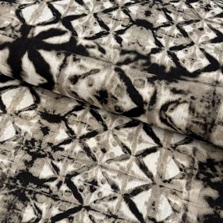 Viskóza s ľanom Shibori TIE DYE grey digital print