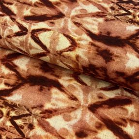 Tkanina wiskozowa z lnem Shibori TIE DYE brown digital print
