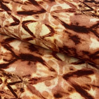 Tkanina wiskozowa z lnem Shibori TIE DYE brown digital print