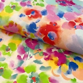 Wiskoza STRETCH Watercolour flowers design A digital print