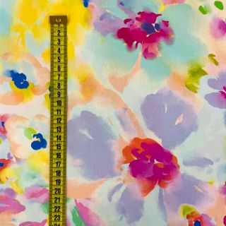 Wiskoza STRETCH Watercolour flowers design A digital print