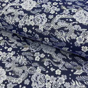Tkanina dekoracyjna jacquard Draco indigo
