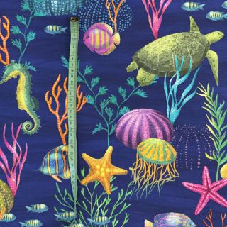 Tkanina dekoracyjna premium Underwater sea life digital print