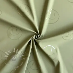 Tkanina przeciwdeszczowa Happy faces army green