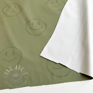 Tkanina przeciwdeszczowa Happy faces army green