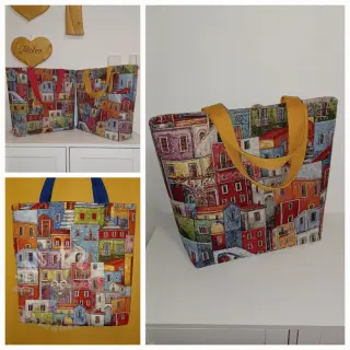 Tkanina dekoracyjna GOBELIN PREMIUM Happy colourful village