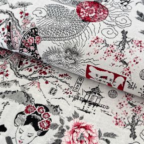 Dekoračná látka jacquard Akita blanc