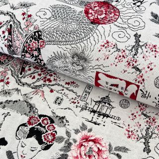 Tkanina dekoracyjna jacquard Akita blanc
