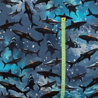 Dzianina Great shark digital print