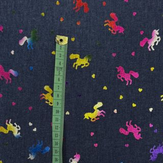 Bawełna JEANS FOIL Unicorn dark blue