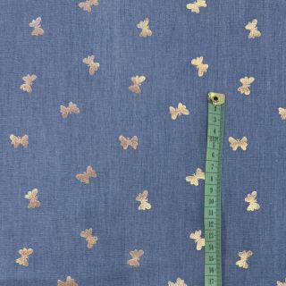 Bawełna JEANS FOIL Butterfly light blue