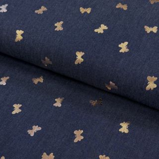 Bawełna JEANS FOIL Butterfly dark blue