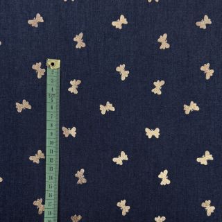 Bawełna JEANS FOIL Butterfly dark blue