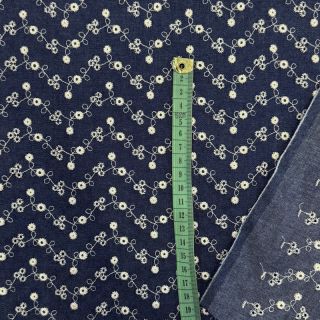 Bavlnená látka JEANS Embroidery dark blue