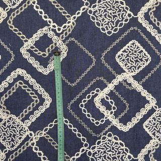 Bawełna JEANS EMBROIDERY Square dark blue