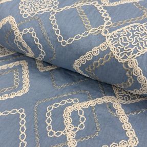 Bawełna JEANS EMBROIDERY Square light blue