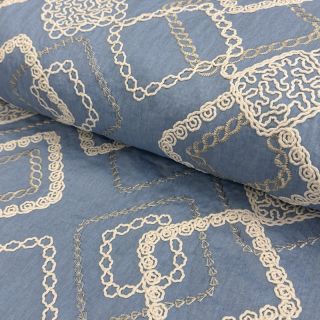 Bawełna JEANS EMBROIDERY Square light blue