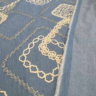 Bawełna JEANS EMBROIDERY Square light blue