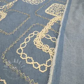 Bawełniana tkanina JEANS EMBROIDERY Square light blue