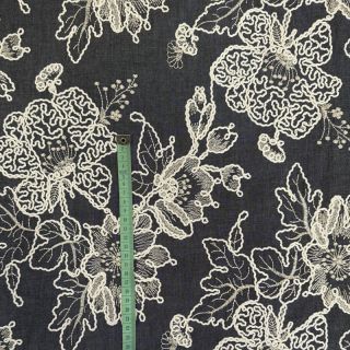 Bawełna JEANS EMBROIDERY Bouquet black