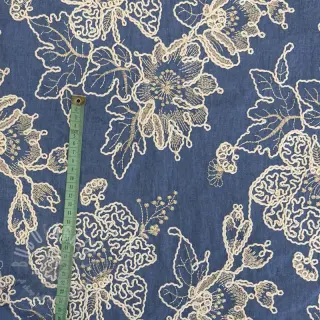 Bawełniana tkanina JEANS EMBROIDERY Bouquet blue