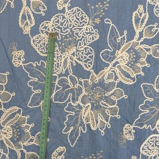 Bawełna JEANS EMBROIDERY Bouquet light blue