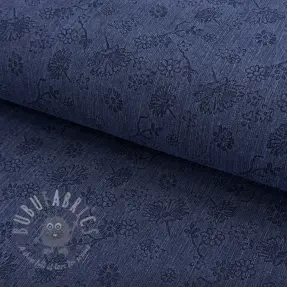 JEANS 9,5 OZ Embossed Flowers dark blue