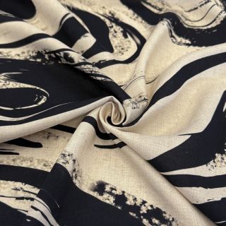 Tkanina wiskozowa z lnem Swirls design B