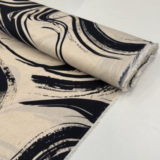 Tkanina wiskozowa z lnem Swirls design B