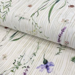 Muślin double gauze French flowers natural digital print