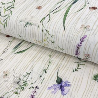 Muślin double gauze French flowers natural digital print