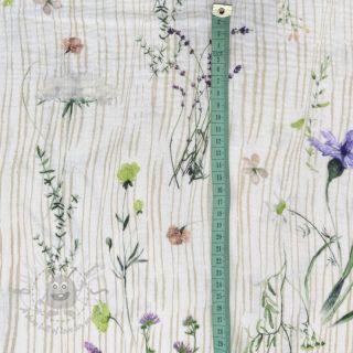 Muślin double gauze French flowers natural digital print